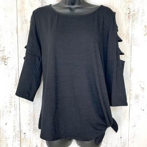 AGB Black Cut-Out Side Tie Top Medium
